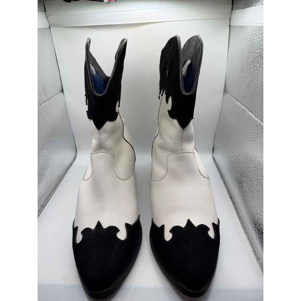 Dingo Womens DI 116 White Black Leather Western Cowboy Boots Size 8M